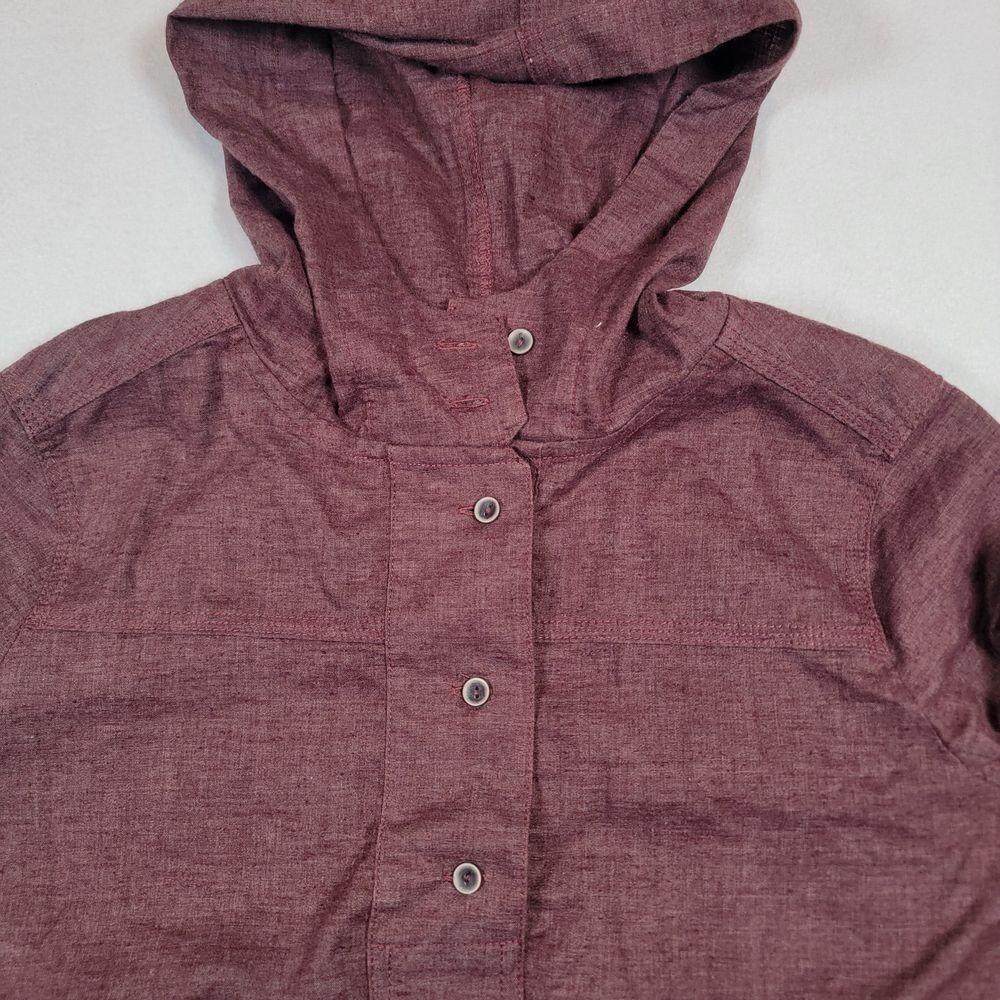 prAna Women's Pullover Hemp Blend Anorak Sz S Maroon Hooded Stretch Outdoor - Picture 5 of 8